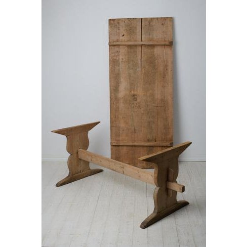 Large Swedish Rustic Country Trestle Dining Table For Sale - Image 13 of 17