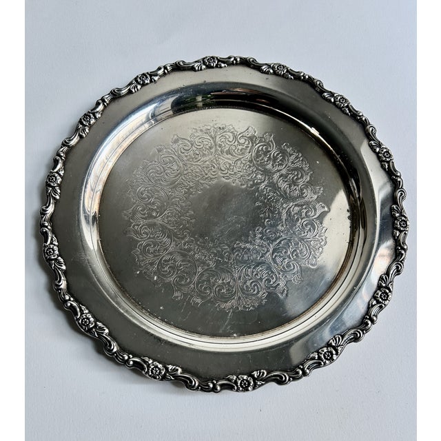 Mid-Century Modern Vintage Wm. A. Rogers for Oneida "Royal Provincial" Silver Plate Tray For Sale - Image 3 of 13
