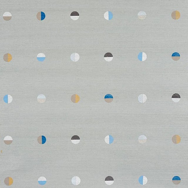 Schumacher X Caroline Z Hurley Joshua Tree Hand Printed Sisal Wallpaper in Mineral - 8 Yards For Sale