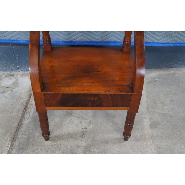 Antique American Empire Flame Mahogany 2 Tier Washstand Side Table 38" For Sale - Image 9 of 14