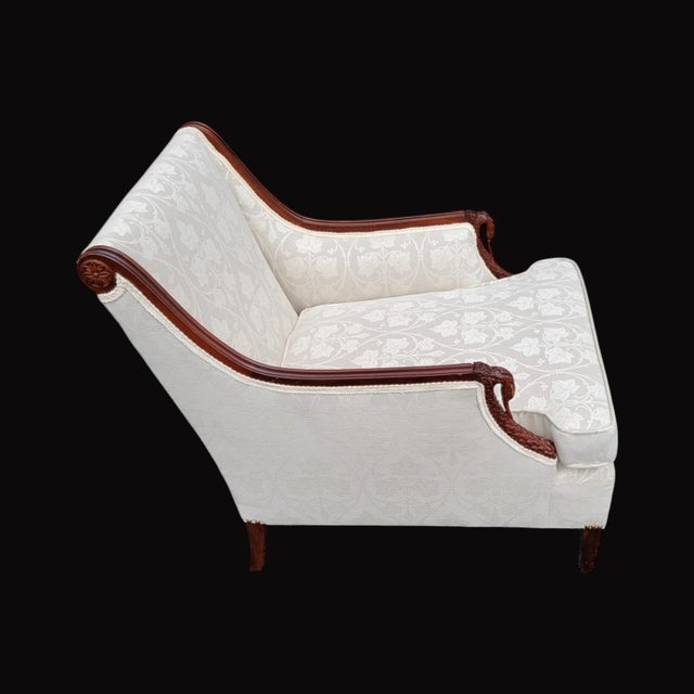 White 1940s Mahogany Large Lounge Armchair For Sale - Image 8 of 12
