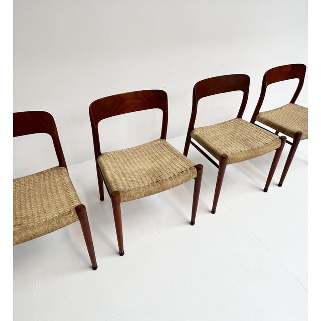 Mid-Century Modern Vintage Model 75 Chairs by Niels O. Möller, 1950s, Set of 4 For Sale - Image 3 of 15
