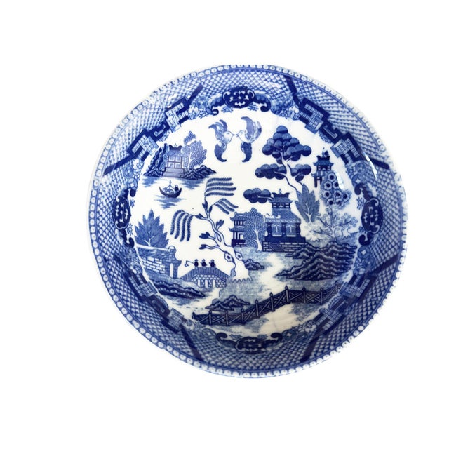 1950s Vintage Blue and White Willow Pattern Decorative Set of 21 Plates Made in Japan For Sale - Image 5 of 12