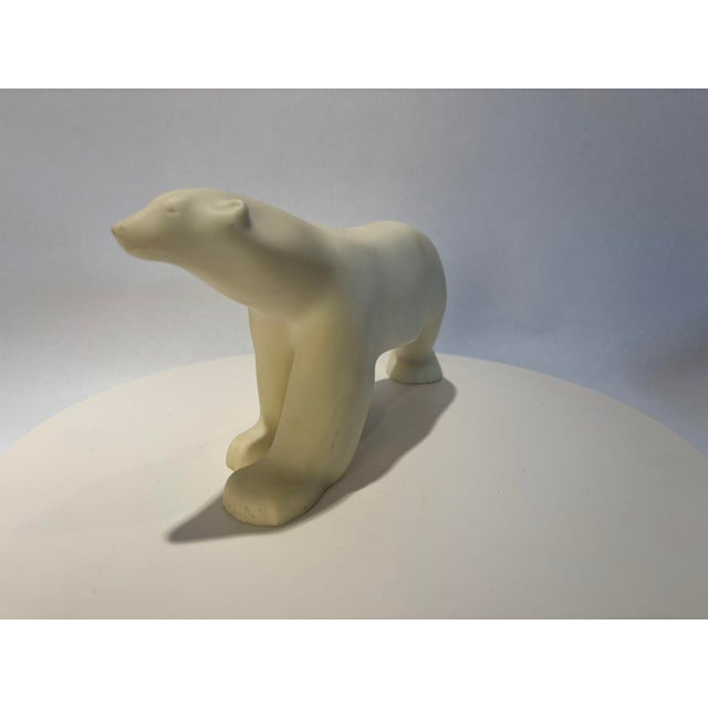 Contemporary Art Deco Cast Resin White Polar Bear Sculpture After Francois Pompon For Sale - Image 3 of 9