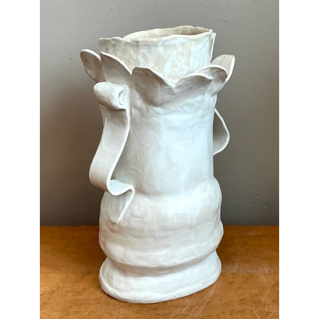 Vintage Biomorphic Sculptural Ceramic Vase With Handles For Sale - Image 4 of 12