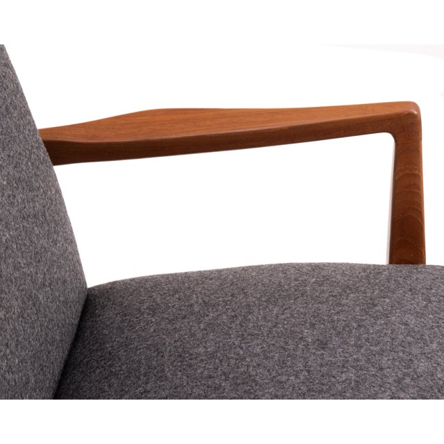 Mid Century Walnut Armchair Knoll Maraham Wool Jens Risom Attributed Fully Restored For Sale - Image 12 of 15