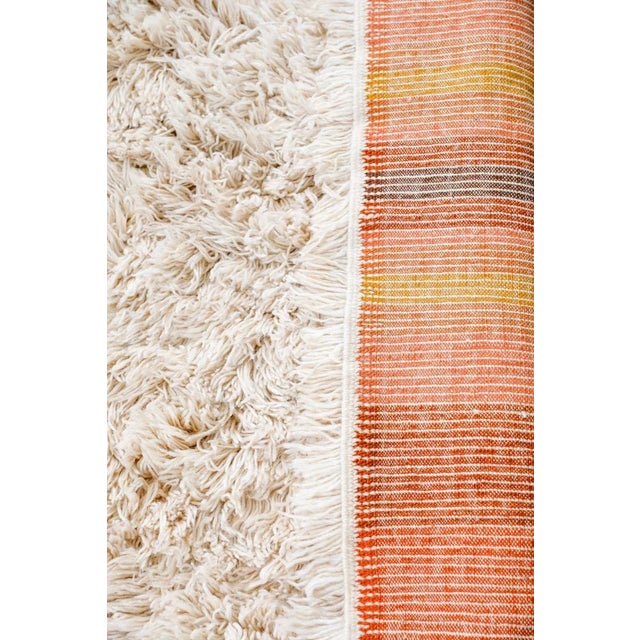 Not Yet Made - Made To Order Hand-Knotted Reversible Natural White Shag Moroccan Wool Rug With Sunrise Stripe Back 6x9 For Sale - Image 5 of 13