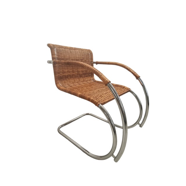 M20 Tubular Cantilever Armchair in Woven Rattan by Mies Van Der Rohe for Knoll, 1960s For Sale - Image 6 of 13