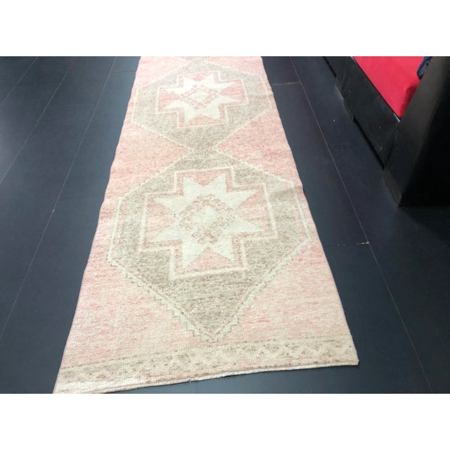 Textile Oushak Natural Faded Runner Rug For Sale - Image 7 of 11