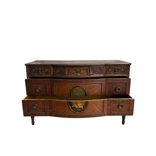 Early 20th Century Neoclassical Mahogany Sideboard With Hand-Painted Oval Medallion & Bronze Ormolu For Sale - Image 9 of 12