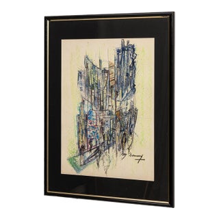 Mid 20th Century France Blue Wood Painting For Sale