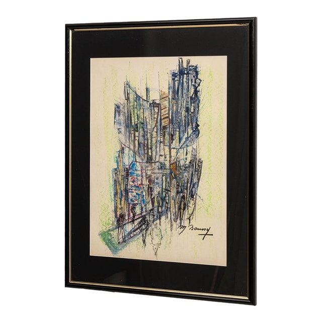 Mid 20th Century France Blue Wood Painting For Sale