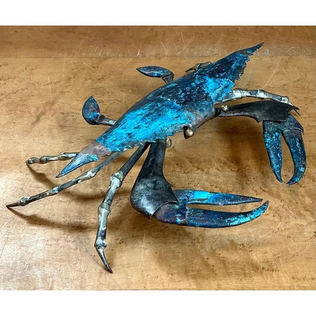 Vintage Patinated Metal Crab Figure For Sale In West Palm - Image 6 of 12
