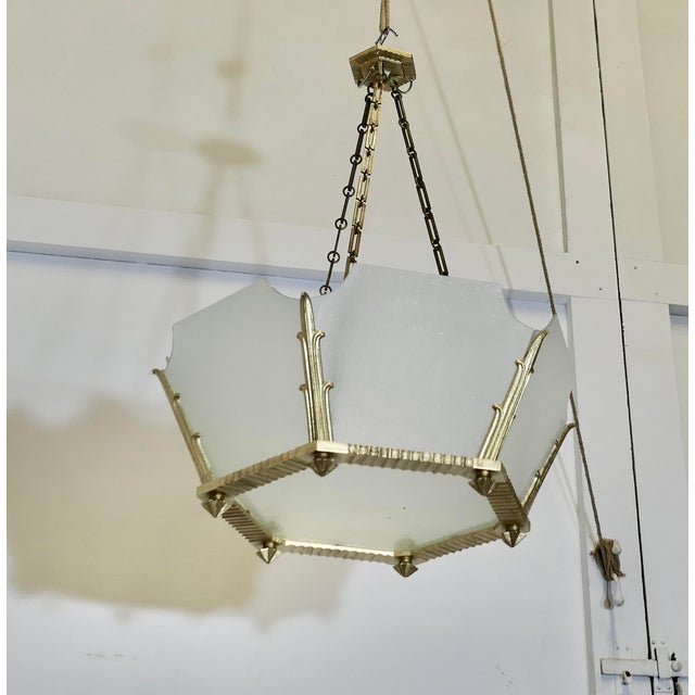 Odeon Style Opalescent Hanging Light Shades, 1920s, Set of 6 For Sale - Image 6 of 10