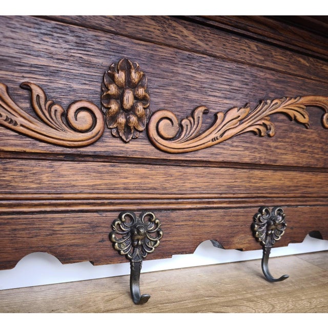 Wood Vintage French Coat Rack in Oak For Sale - Image 7 of 9