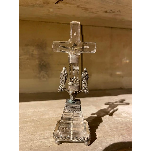 18th Century Italian Baroque Silver and Rock Crystal Crucifix For Sale - Image 9 of 12