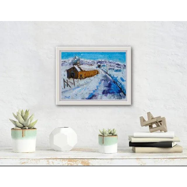 Quiet Places & Winterscapes — Old Church in Winter, Truchas Original oil painting by Lisa Haas, 12 x 9 unframed on gessoed...