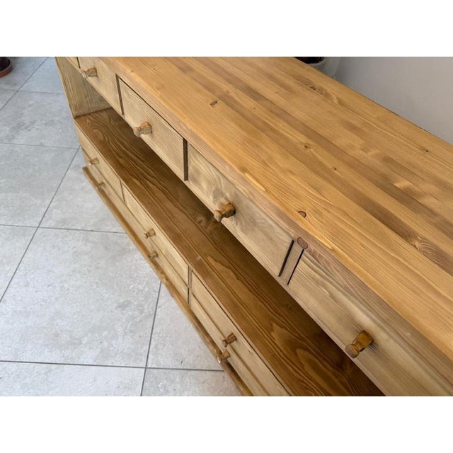 Rustic 12-Drawer Sideboard in Oak For Sale - Image 4 of 13