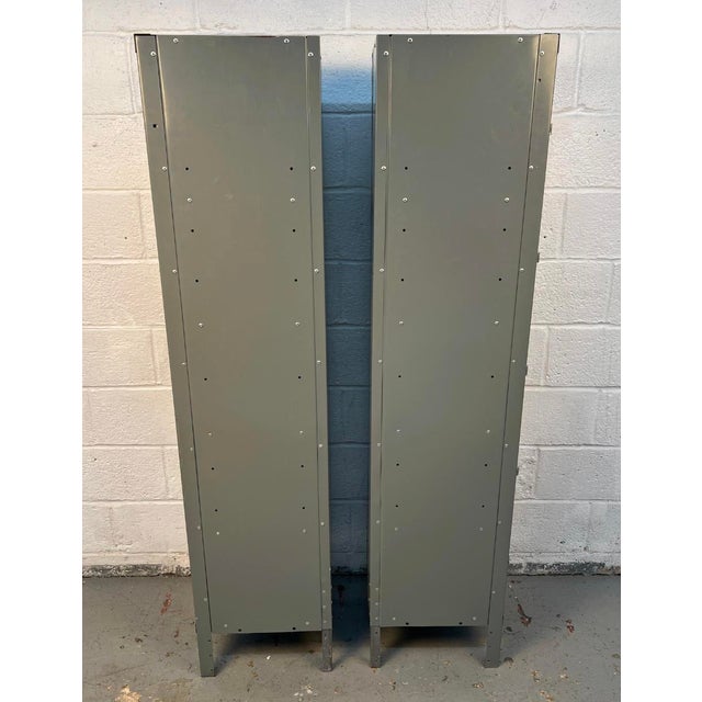 Late 20th Century Pair of Two Tall Industrial Lockers For Sale - Image 11 of 15