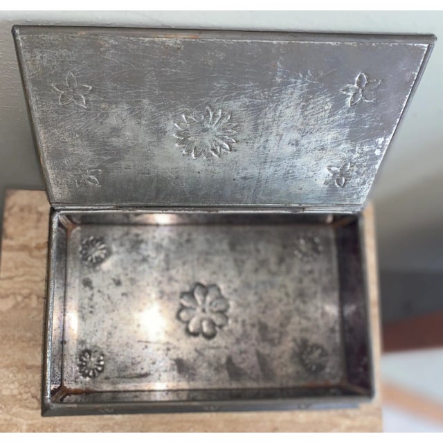 Rare Vintage Mexican Tin Box With Straw Mosaic Picture For Sale In Tampa - Image 6 of 8