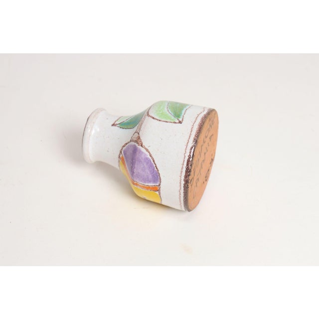 White Diminutive Italian Modern Ceramic Bud Vase With Floral Motif by Giovannni De Simone For Sale - Image 8 of 11