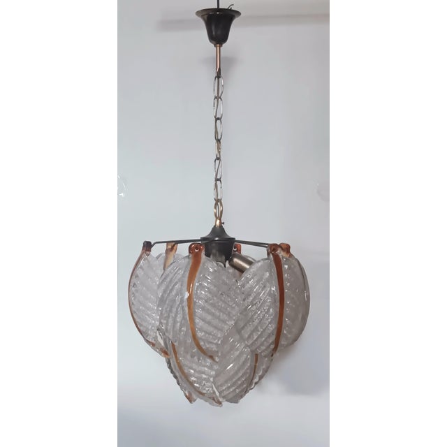 Vintage Glass Leaves Pendant Lamp, 1970s For Sale - Image 13 of 13