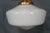 Vintage Brass Milk Glass Schoolhouse Hanging Pendant Swag Light Chandelier For Sale - Image 4 of 12