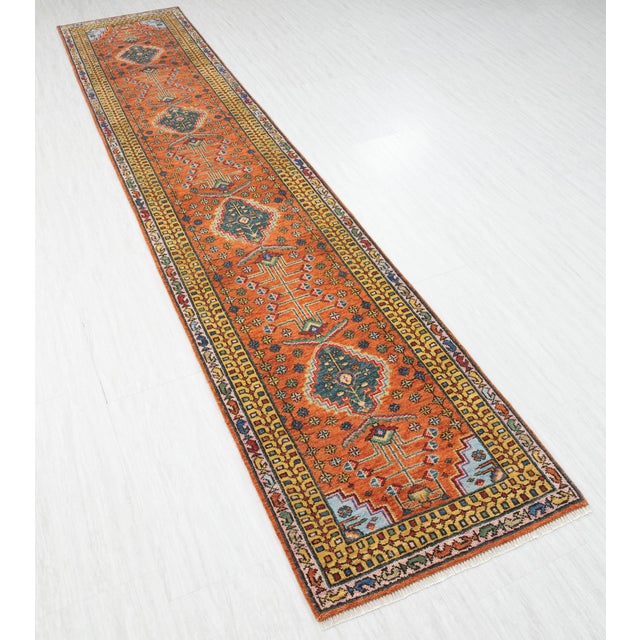 2.6x20Ft. Brunt Orange Persian Design Inspired Hand Knotted Wool Runner Rug For Sale - Image 12 of 17