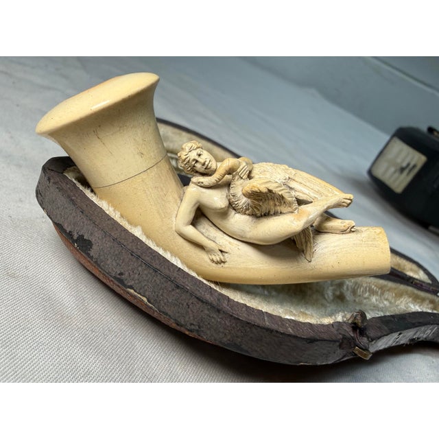 19th Century Antique 1800's Goddess Nemesis Zeus Goose Hand Carved Meerschaum Smoking Pipe For Sale - Image 5 of 17