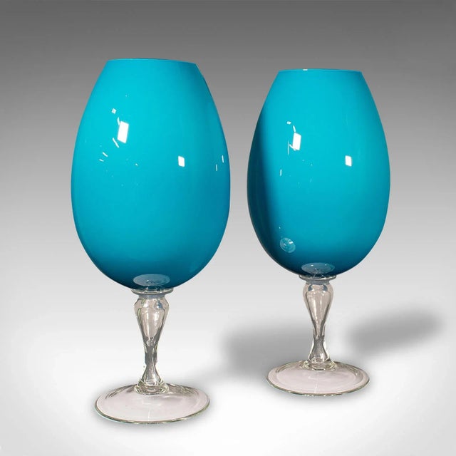 1970s Giant Pair of Vintage English Wine Glasses For Sale - Image 11 of 11