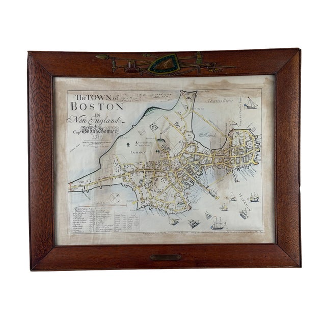 Traditional John Bonner “The Town of Boston” Map, After the 1835 George G. Smith Edition, Antique Oak Frame For Sale - Image 3 of 14