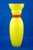 large yellow glass vase, with a red glass paste cord wrapped around the neck, applied by hand while hot, made in...