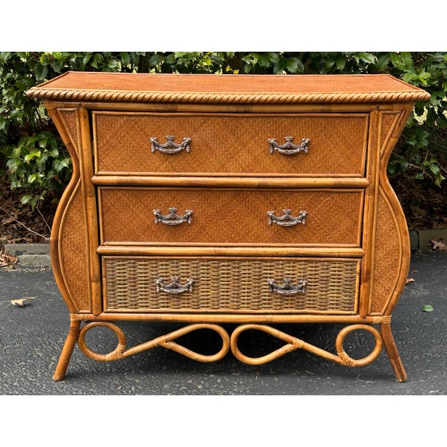 Handsome Seagrass and Rattan Dresser For Sale - Image 9 of 11