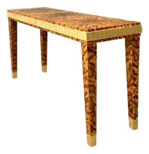 Vintage Fluted Edge Tortoise Faux Finished Lane Console Table