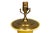 A glossy bright yellow mid century modern ceramic table lamp. The baluster shaped vase is topped with a gold brass cap and...