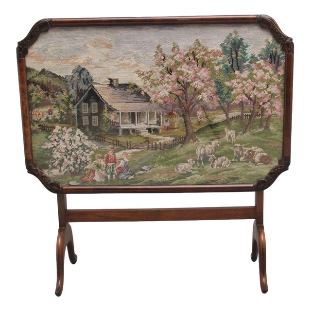 Mid-Century Walnut Fire Screen Table, 1950s For Sale