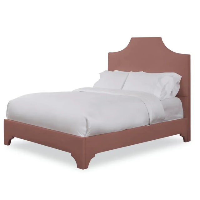 Modern Kit California King Bedframe, Blush Velvet For Sale - Image 3 of 4
