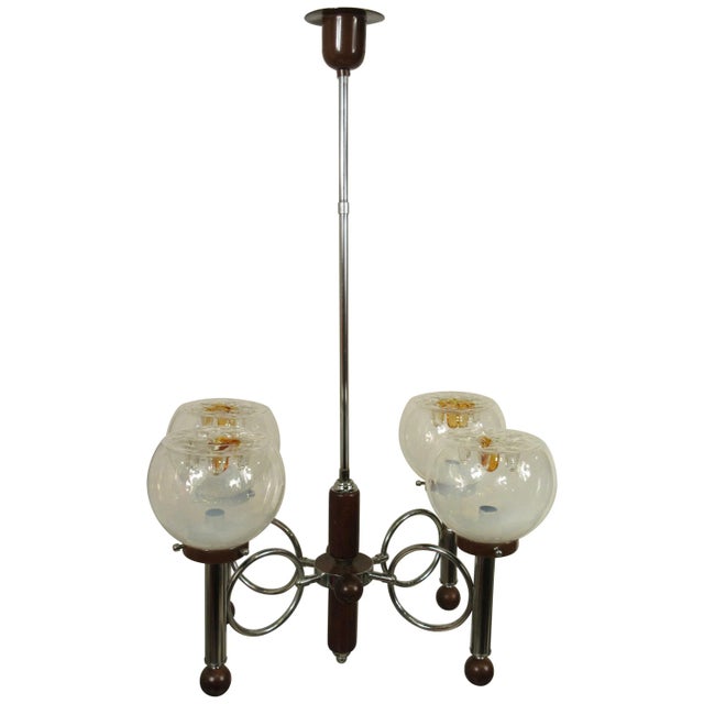 1970s Italian Mazzega Glass Chrome Chandelier For Sale - Image 12 of 12
