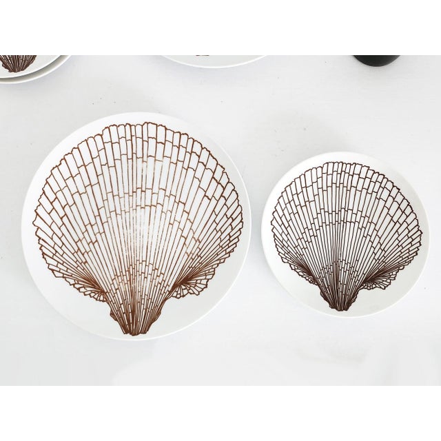 Ceramic 1970s Plates in Monotone Shell Brown by Fitz & Floyd, 5 Pieces For Sale - Image 7 of 9