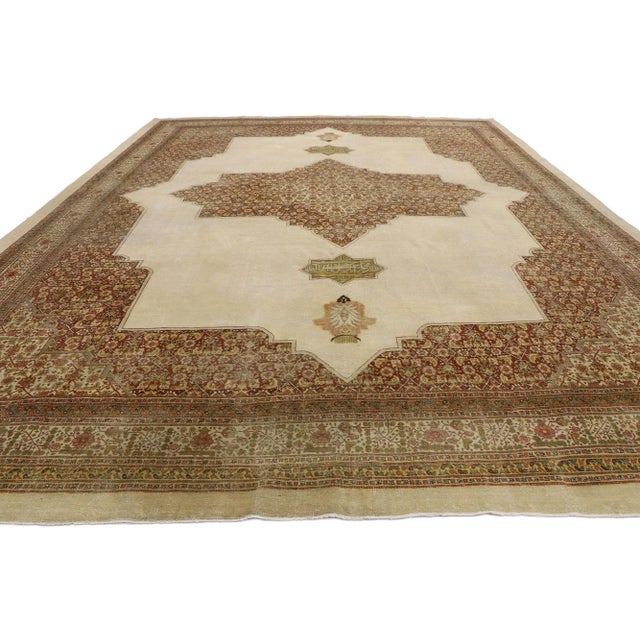 Antique Persian Tabriz Rug - 10'09 X 14'3 For Sale - Image 4 of 10