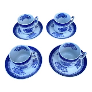 A Set of 4 Copeland Spode Fitzhugh Blue Demitasse Cups and Saucers, Circa 1960’s For Sale