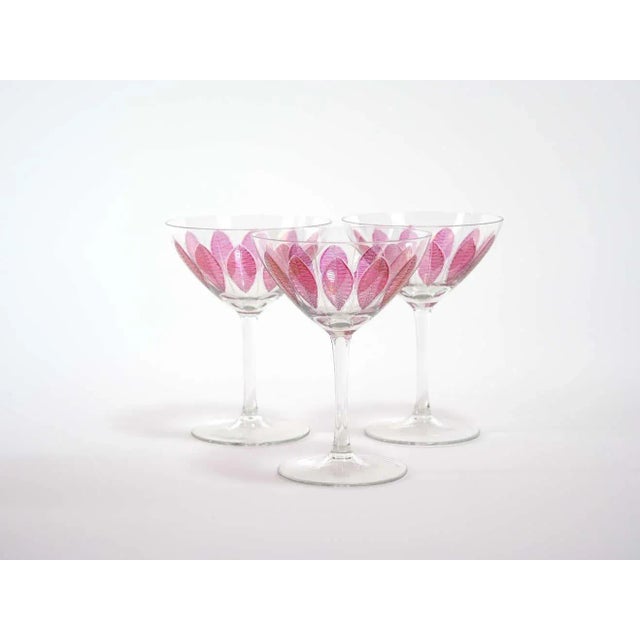 Hand Painted Crystal Champagne Coupe Service / Ten People For Sale In New York - Image 6 of 13