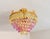 1970s Vintage Brass Butterfly Motif Flush Mount Chandelier With Pink & Green Crystals – 6 Light For Sale - Image 6 of 14