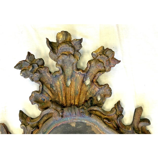 17th Century English Rococo Double Branch Candle Holder Wall Mirror For Sale - Image 4 of 18