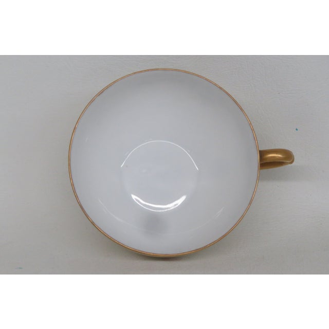 Ceramic Mid 20th CenturyJWH Bavaria Fine Porcelain Tea Cup White With Gold Gilt Rim and Florals For Sale - Image 7 of 12