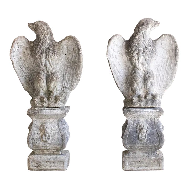 Late 19th Century Stone Eagle Statues Set of 2 Chairish