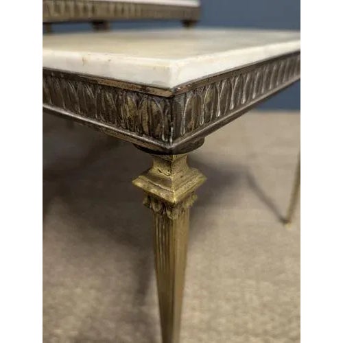 White Marble and Brass Nesting Tables, Set of 3 For Sale - Image 3 of 8