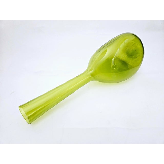 Glass 1960s Art Glass Green Vase With Flattened Sides, Attributed to Elme Glasbruk, Sweden For Sale - Image 7 of 13