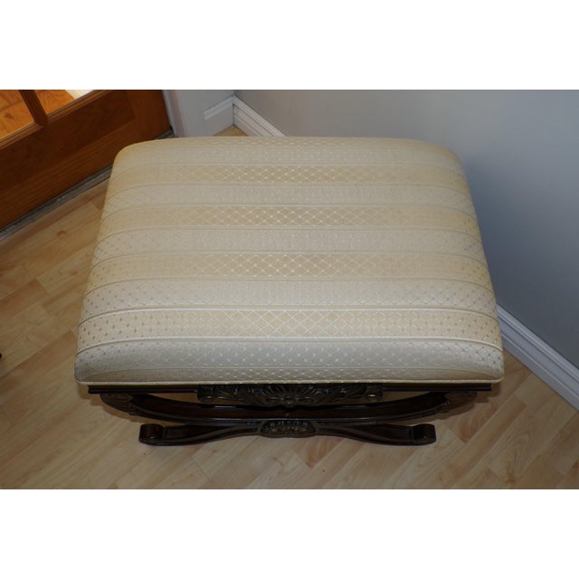 Brown Casa Stradivari Neoclassical Style Curule Bench Upholstered Ottoman Stool For Sale - Image 8 of 11