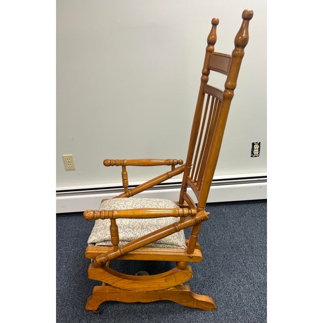 Wood Late 19th Century Maple Spindle Back Platform Rocker For Sale - Image 7 of 10